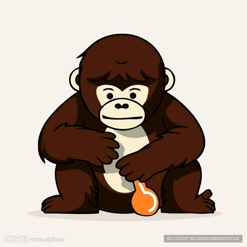 可爱大猩猩猴子卡通画儿童插画