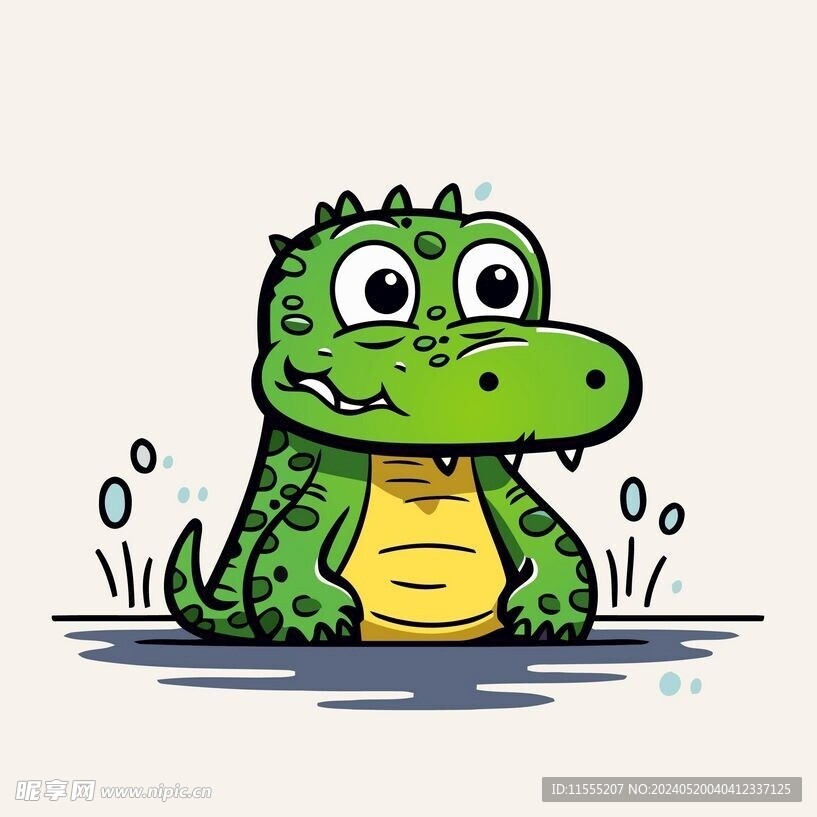 可爱鳄鱼卡通画儿童插画