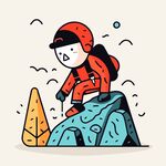 有趣登山运动员卡通儿童插画