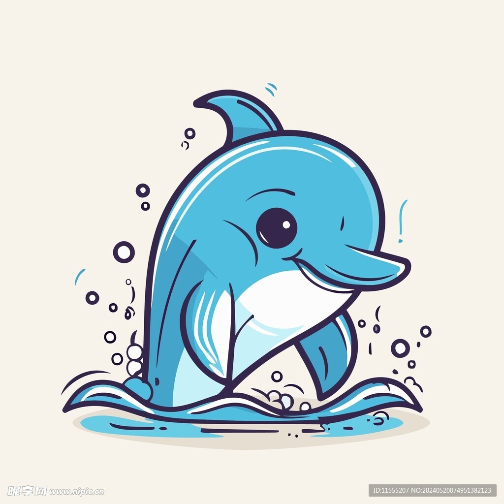 有趣海豚卡通儿童插画