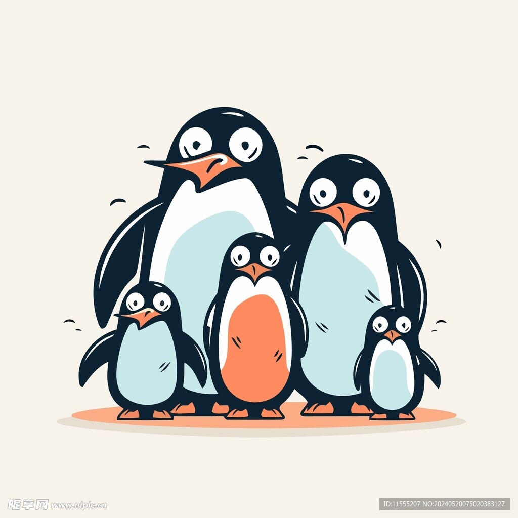 有趣企鹅卡通儿童插画