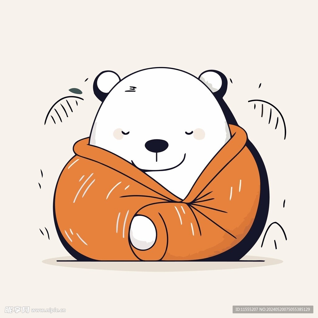 有趣北极熊白熊卡通儿童插画