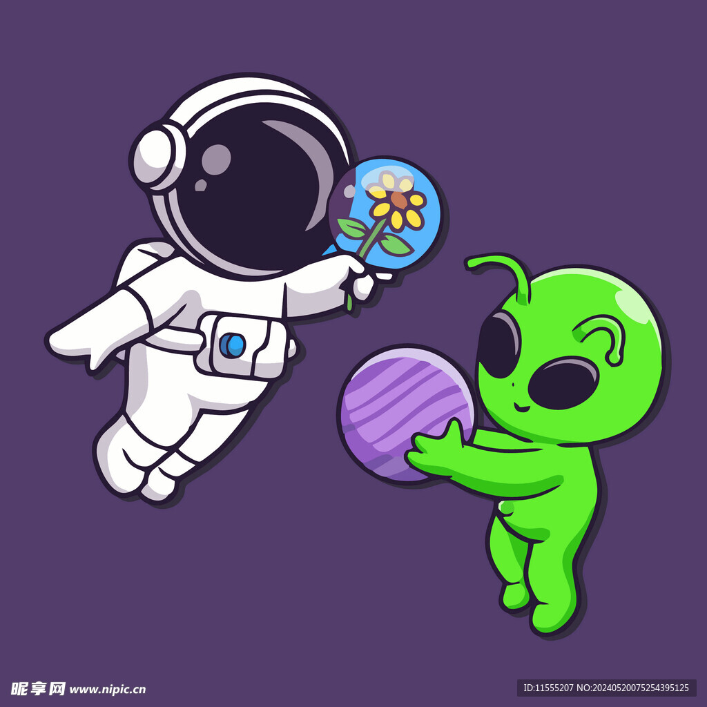 有趣宇航员卡通儿童插画