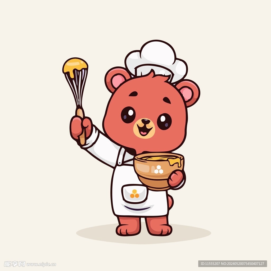 可爱小熊厨师矢量卡通插画
