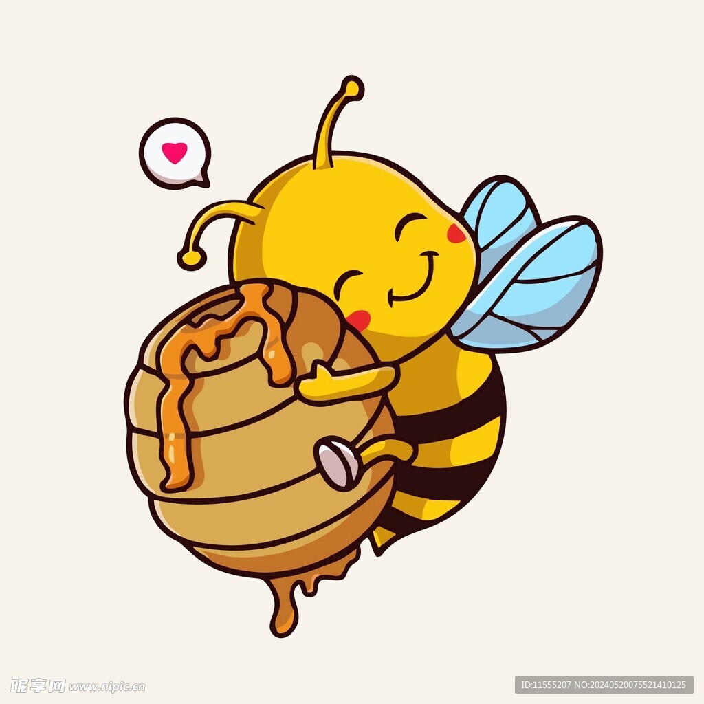 有趣蜂蜜与蜜蜂卡通绘画儿童插画