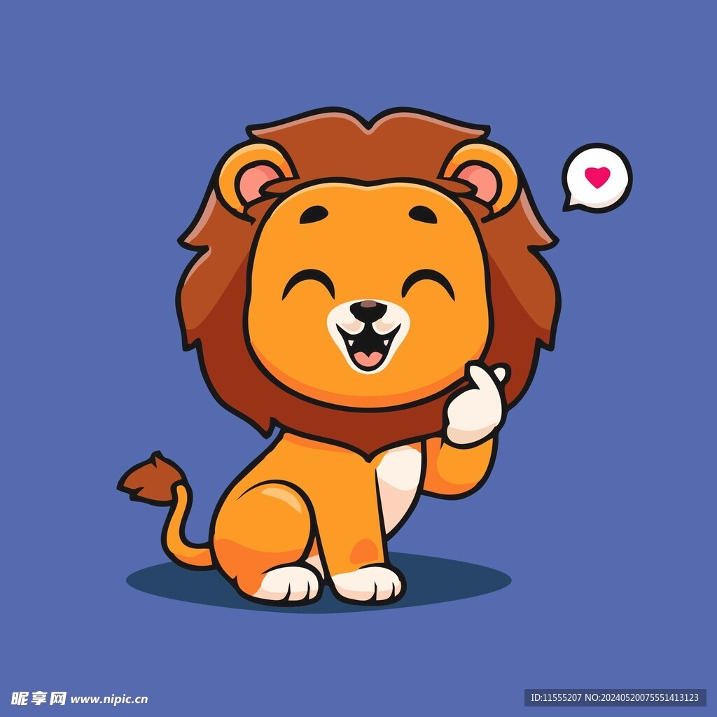 可爱狮子矢量卡通插画