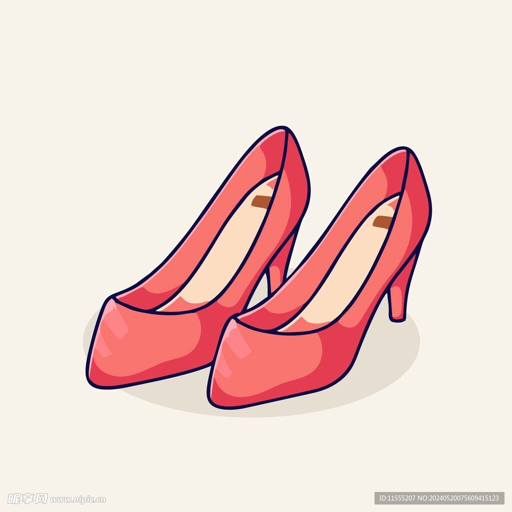 可爱红色高跟鞋矢量卡通插画