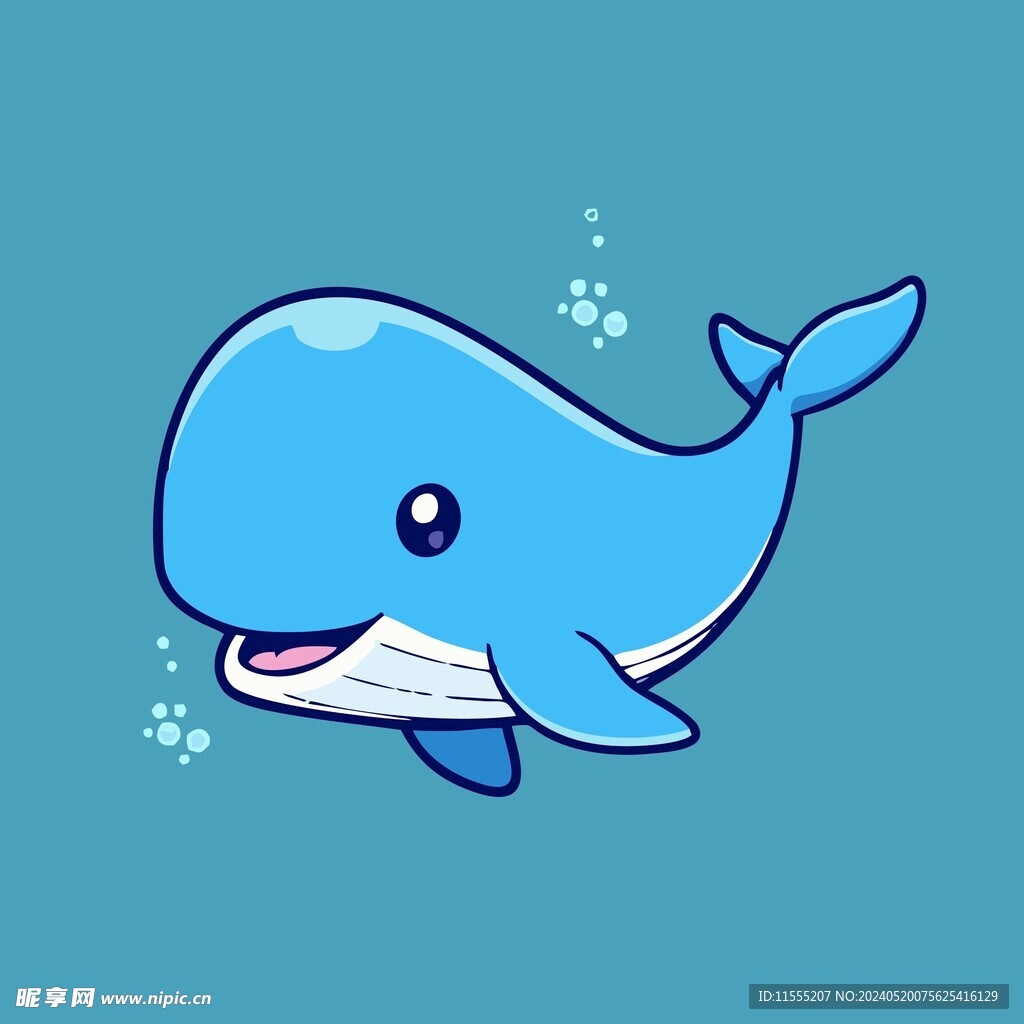 可爱鲸鱼矢量卡通插画
