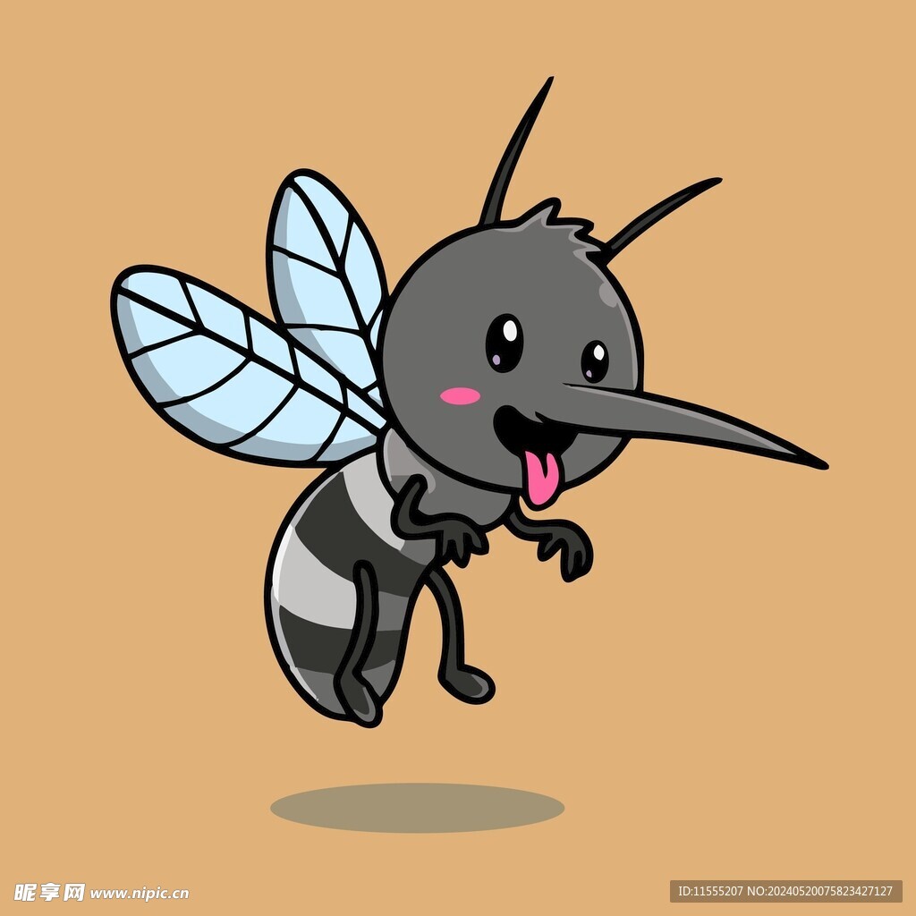 可爱蚊子矢量卡通画儿童插画