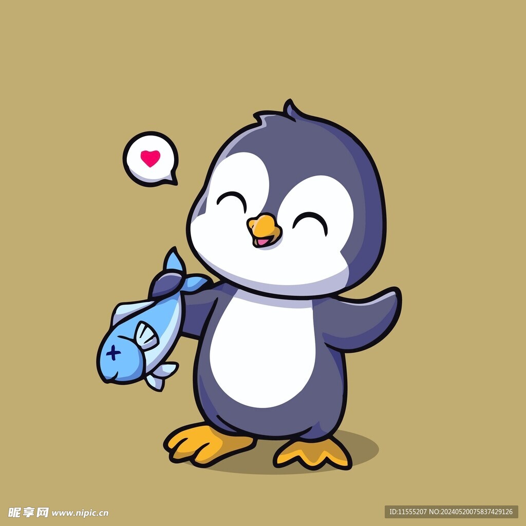 可爱企鹅矢量卡通画儿童插画