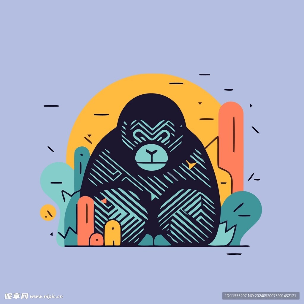 大猩猩自然矢量艺术插画