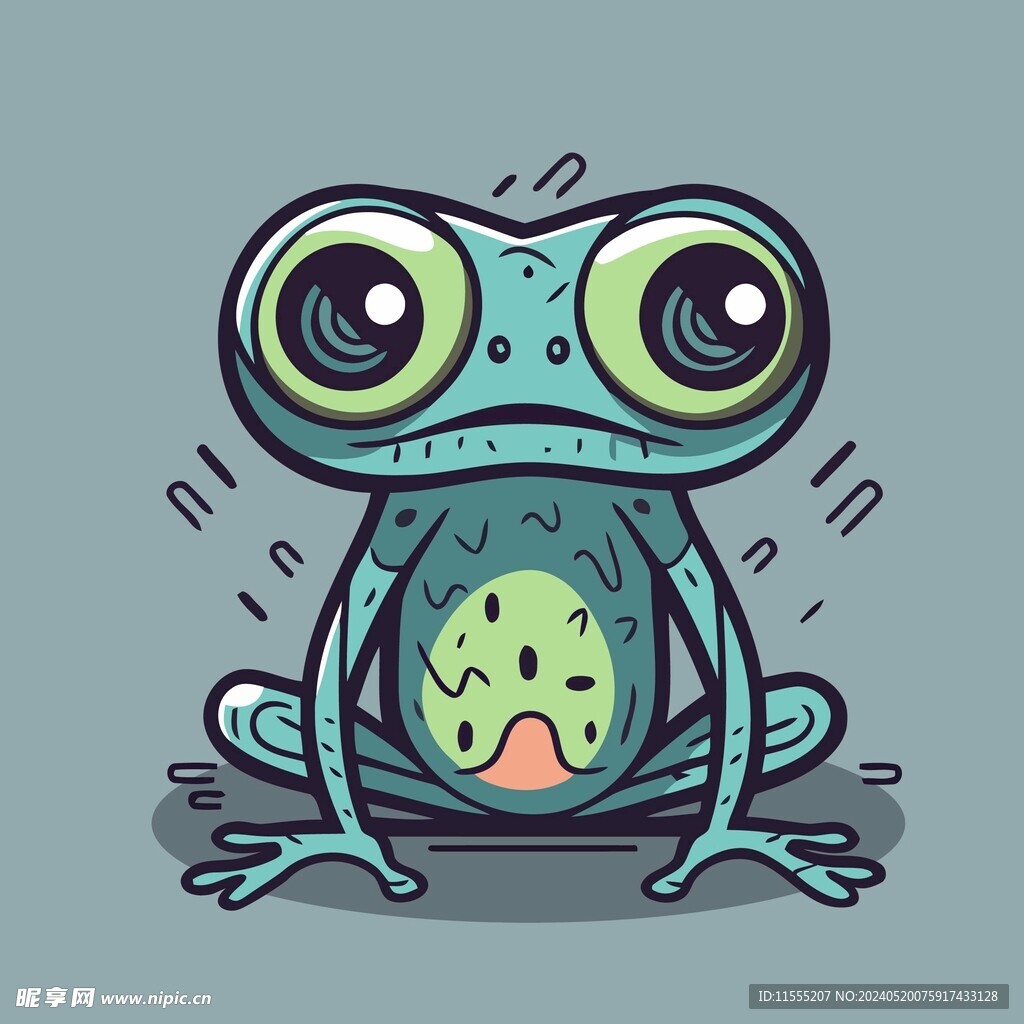可爱绿皮青蛙矢量卡通插画