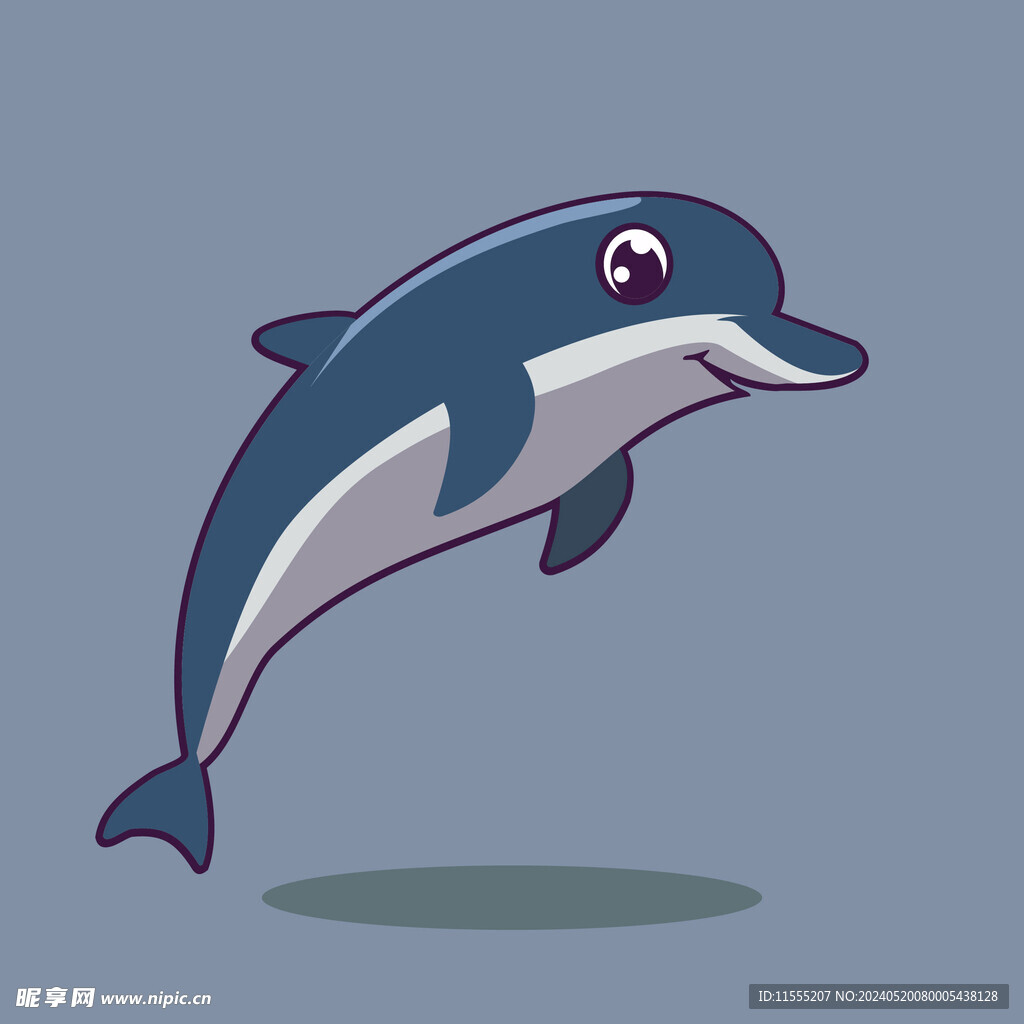 可爱海豚矢量卡通画儿童插画