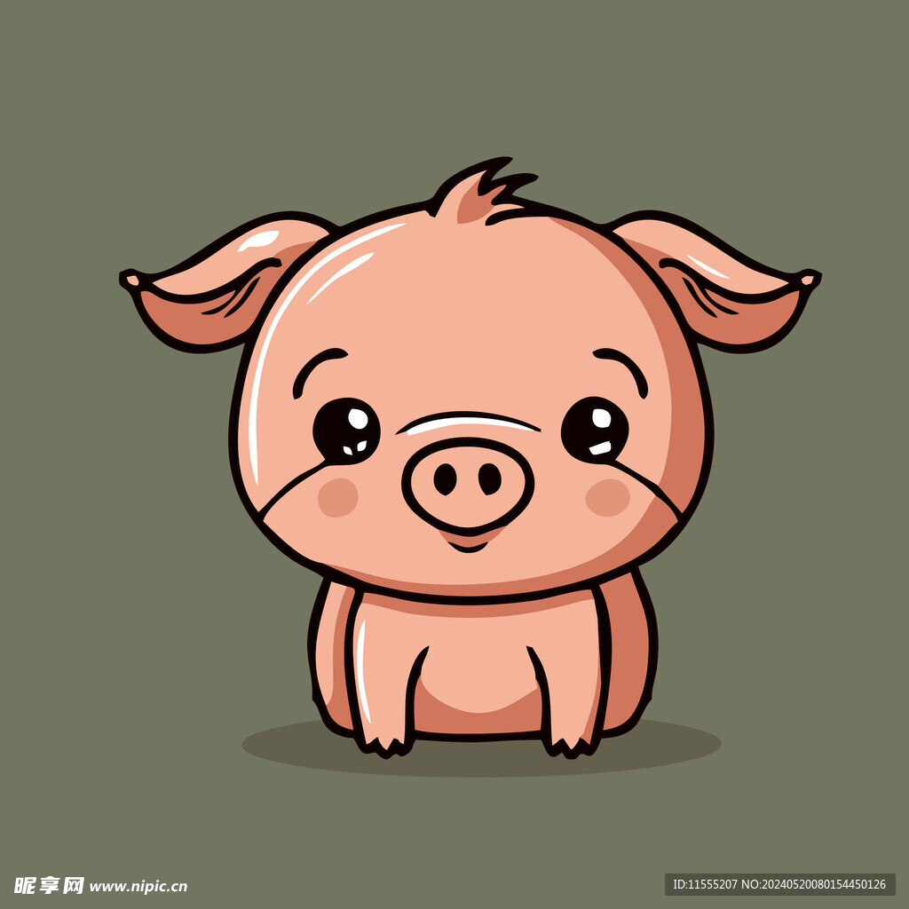 可爱小猪矢量卡通画儿童插画