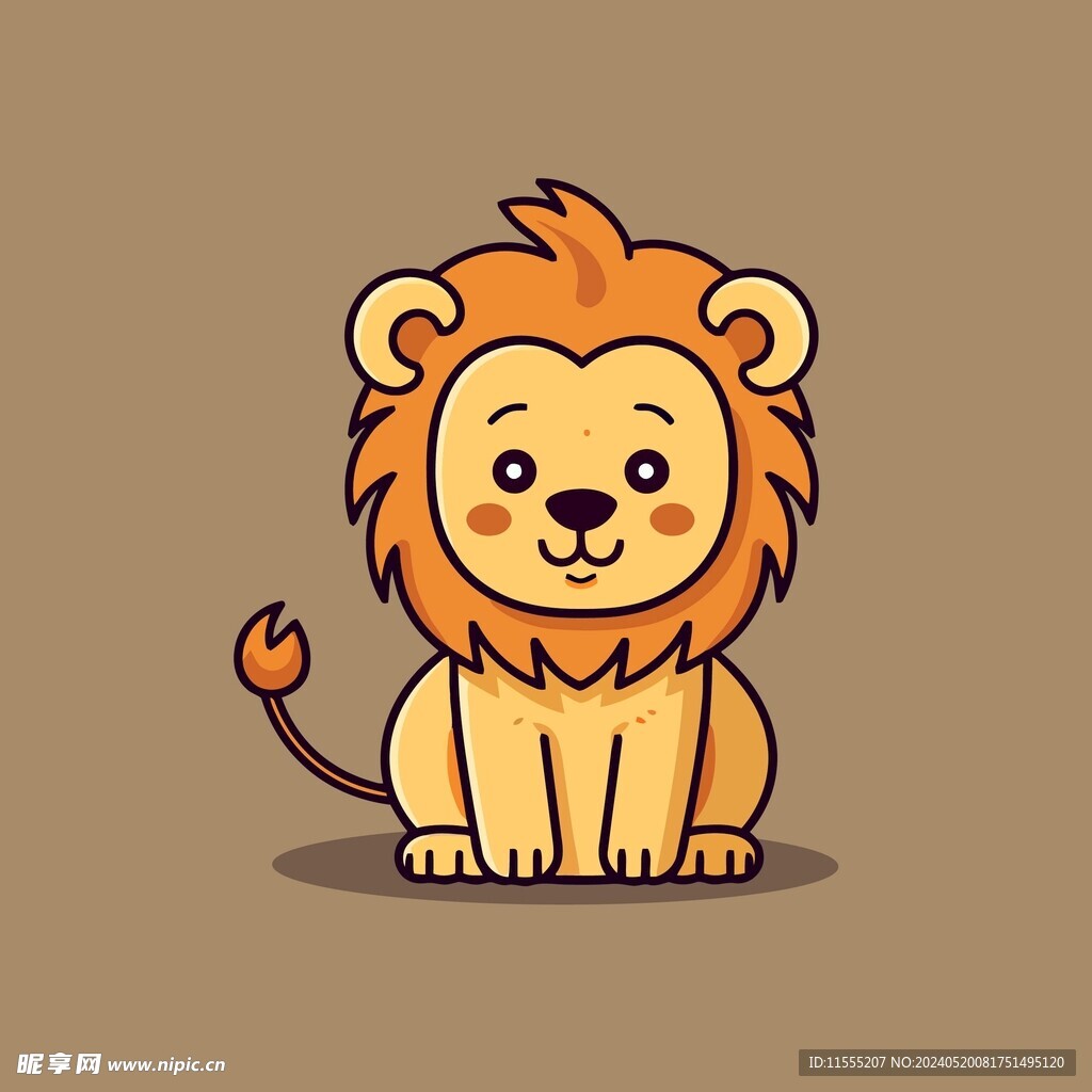 可爱狮子矢量卡通画儿童插画图片