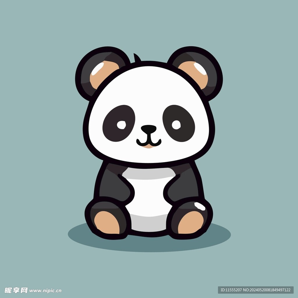 可爱熊猫矢量卡通画儿童插画图片