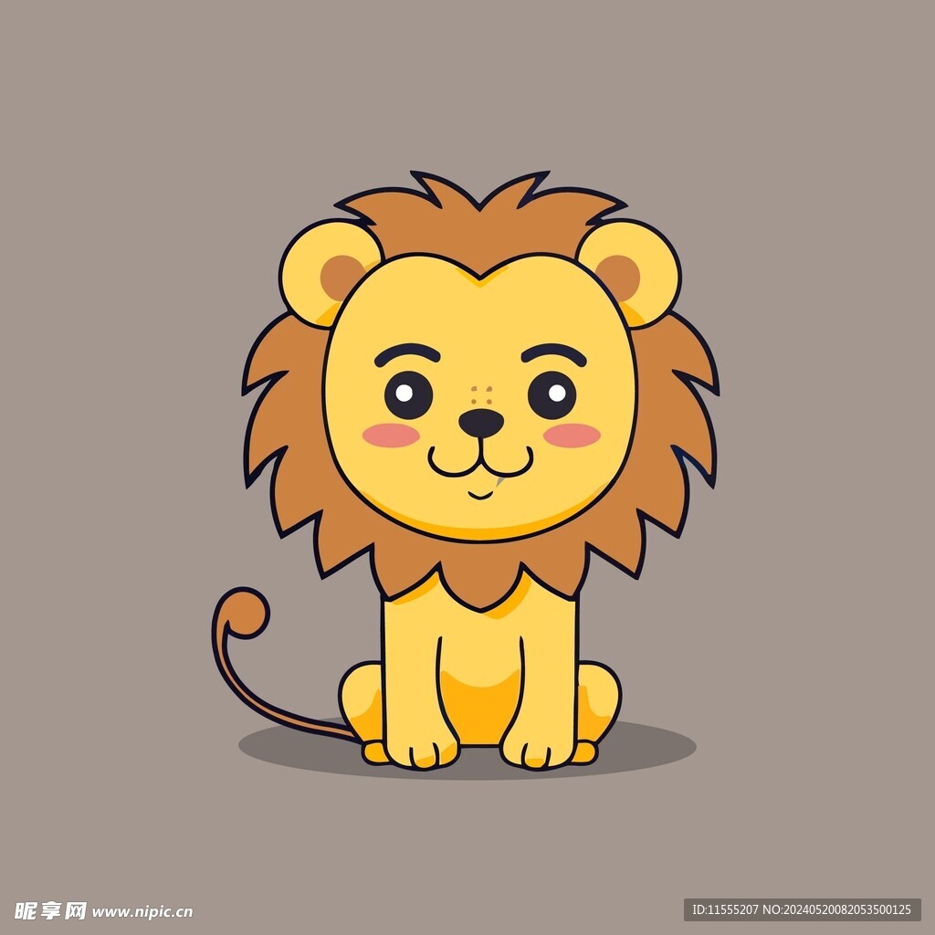 可爱狮子矢量卡通画儿童插画图片