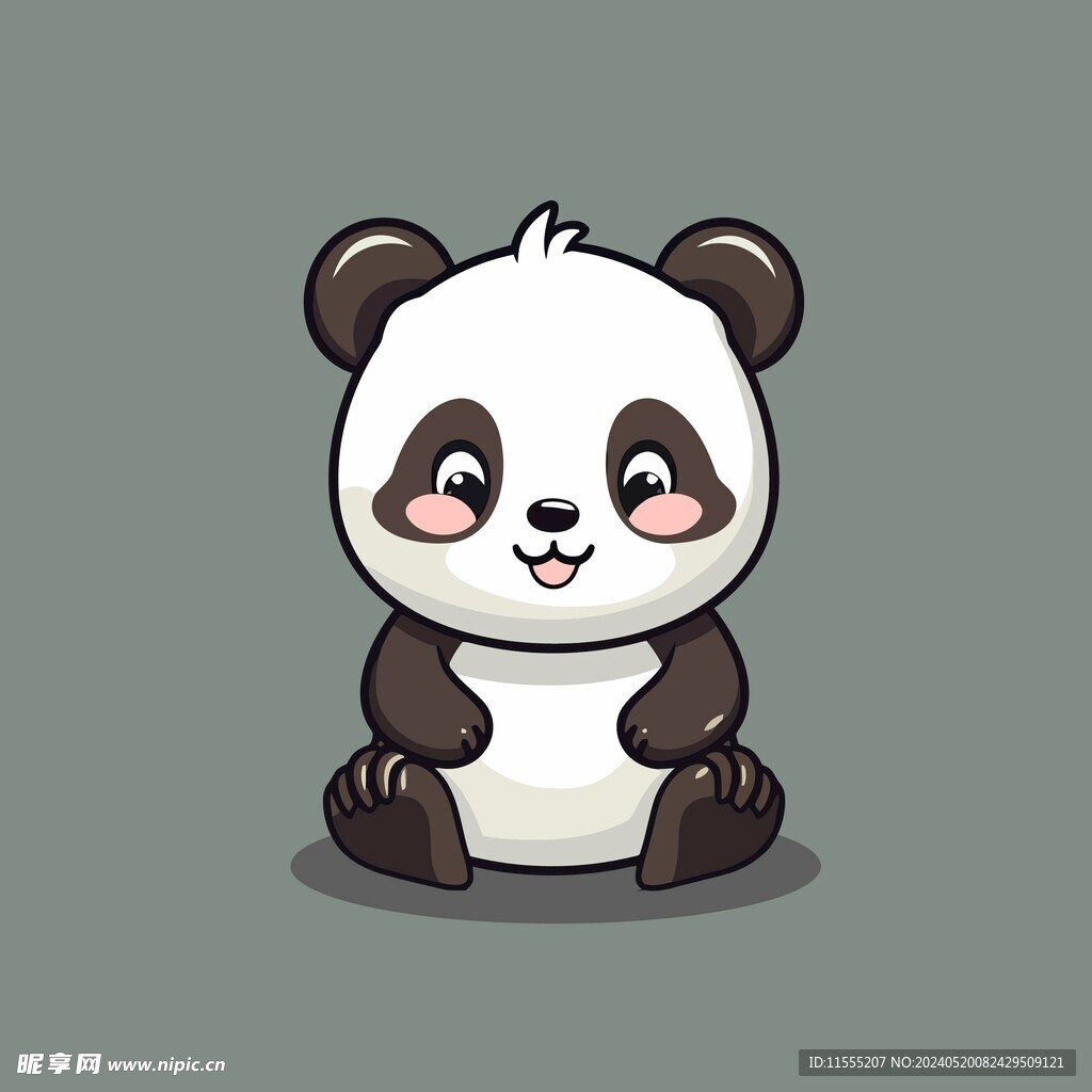 可爱熊猫矢量卡通画儿童插画图片