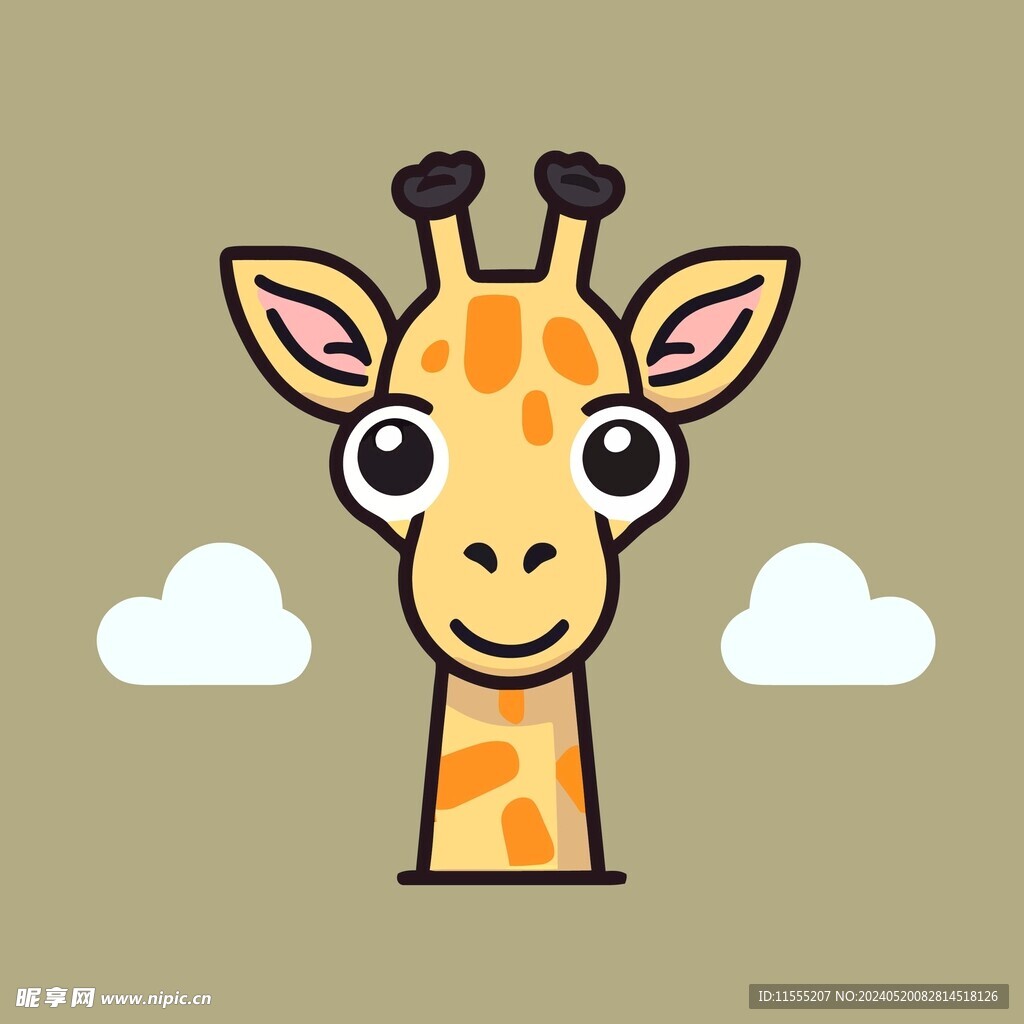 可爱长颈鹿矢量卡通画儿童插画