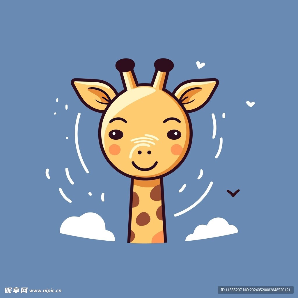 可爱长颈鹿矢量卡通画儿童插画