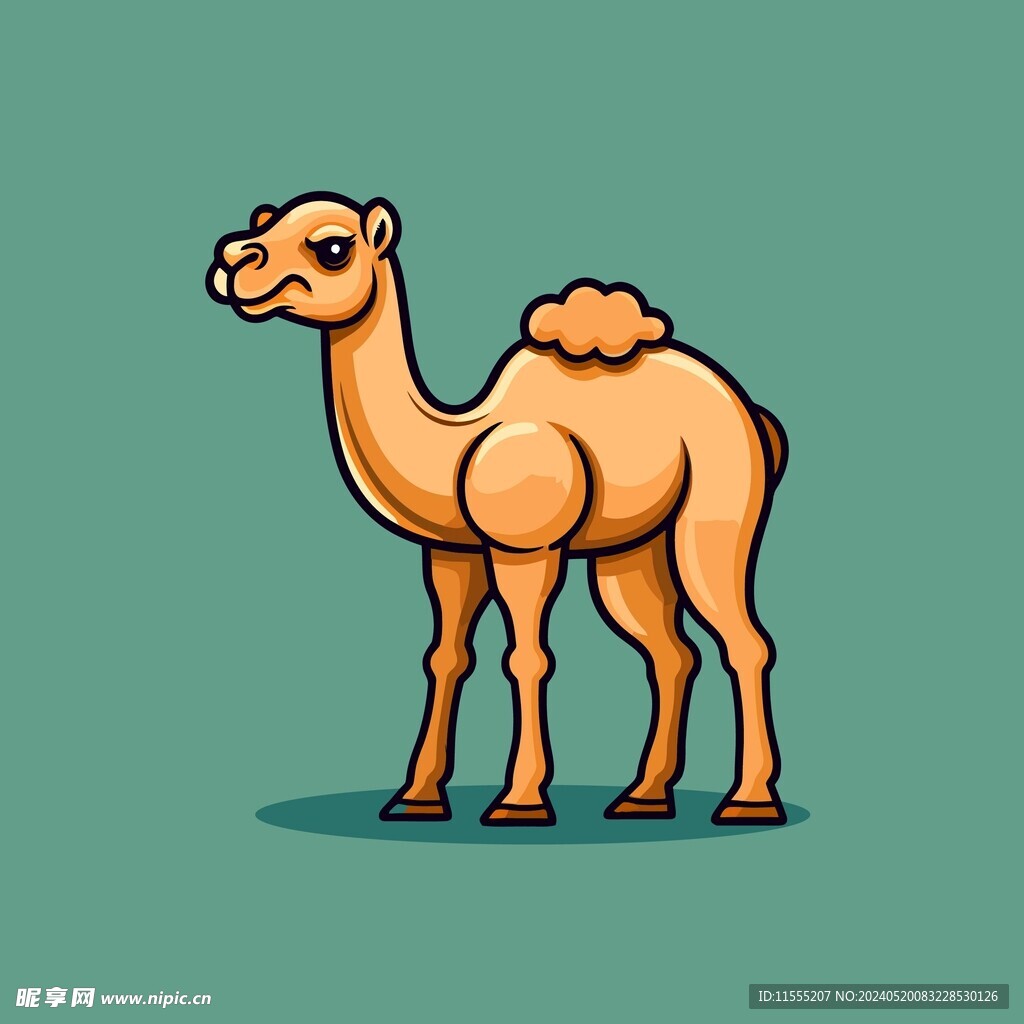 可爱骆驼矢量卡通画儿童插画