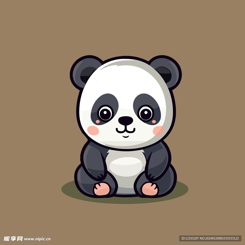 可爱熊猫矢量卡通画儿童插画