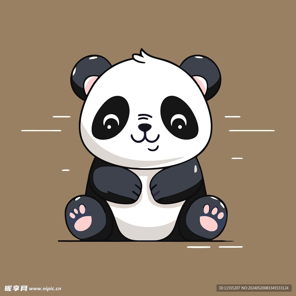 可爱熊猫矢量卡通画儿童插画