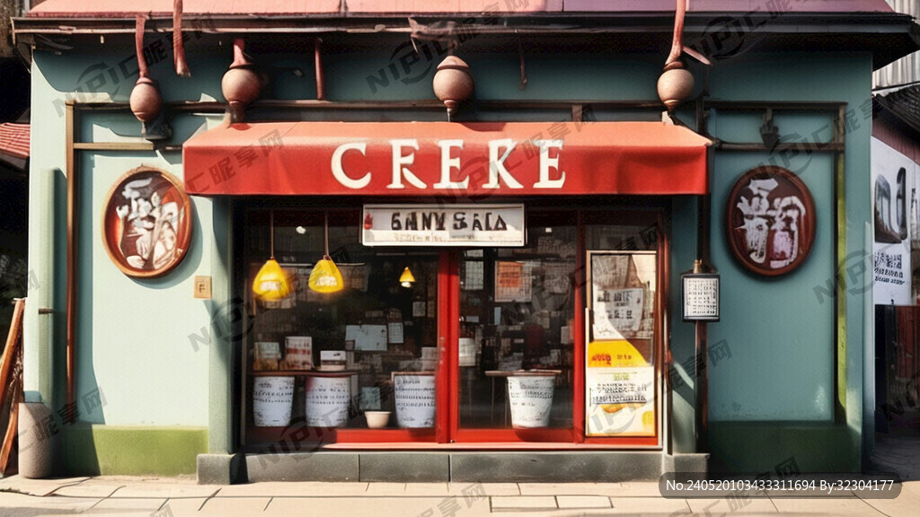 米粉店红底黄字的招牌 横的