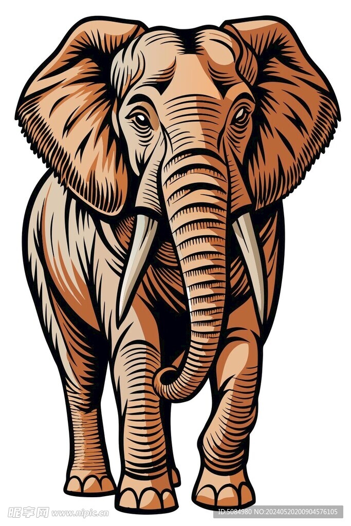 木雕风格大象