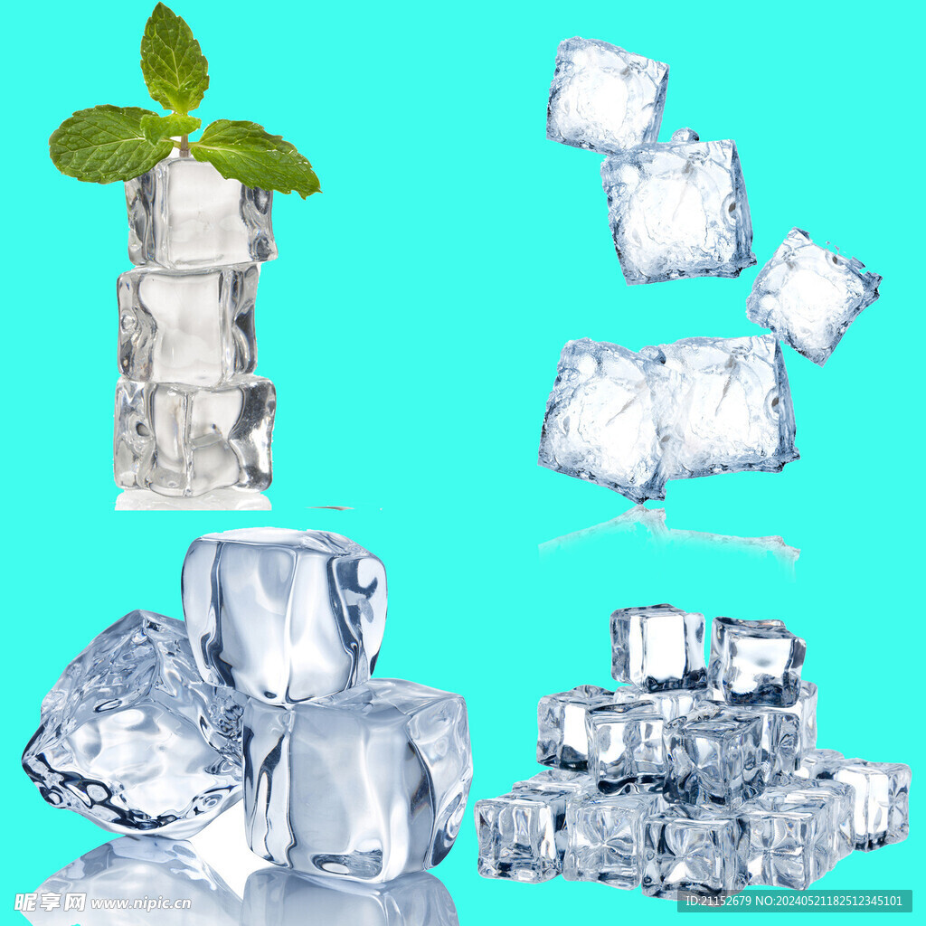 冰块冰堆 薄荷冰茶