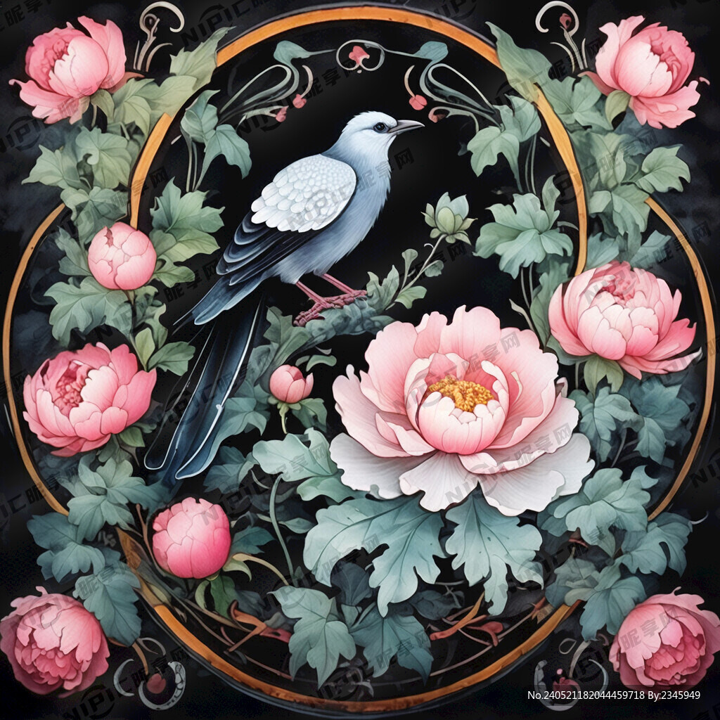 吉祥 花纹 窗花 牡丹 喜鹊