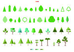 简约几何树木景观矢量图