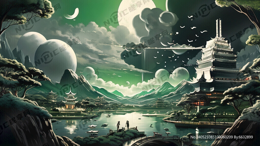 绿色和银色  科技感 海报背景