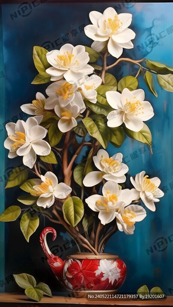 很多茉莉花立体油画