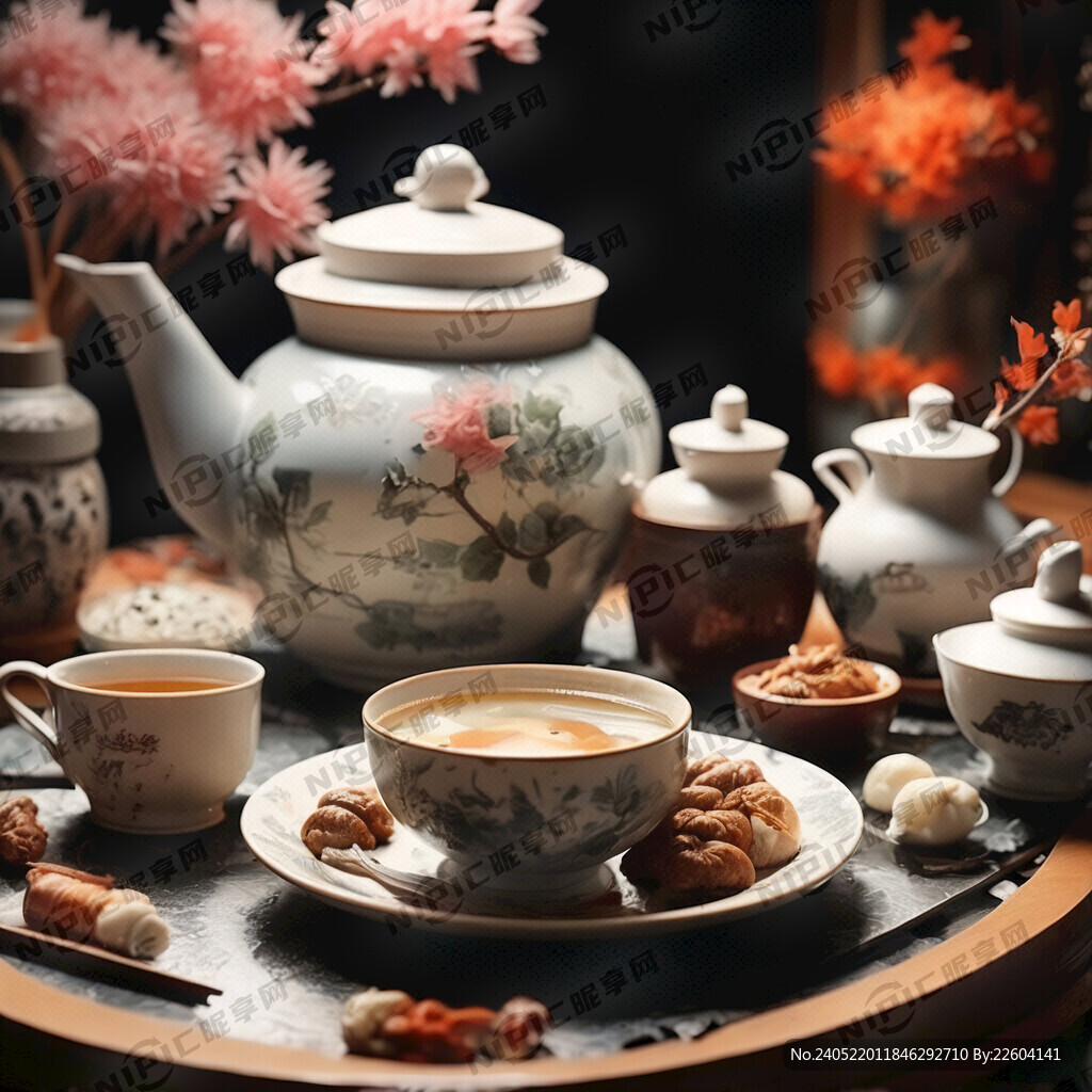 中式茶馆里的广式早茶多种多样热