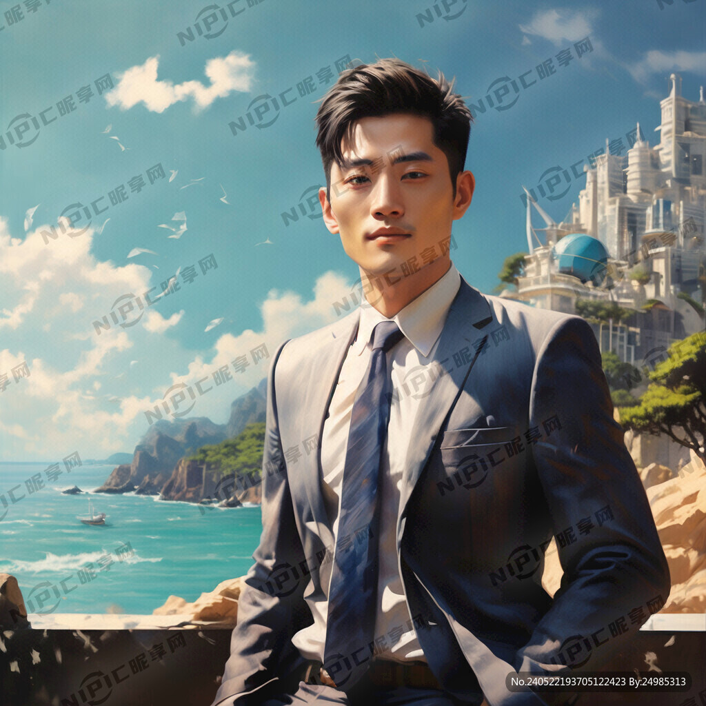 商务男性 有大海 阳光