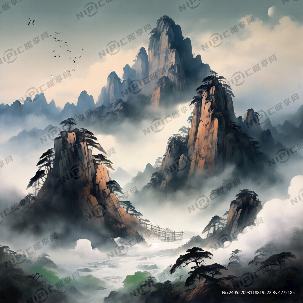 三清山 国风 水墨 云雾 素雅
