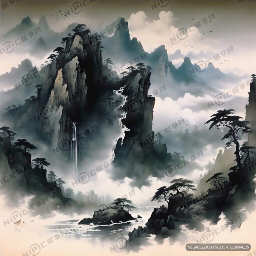 山谷 中国风 中国画 山水