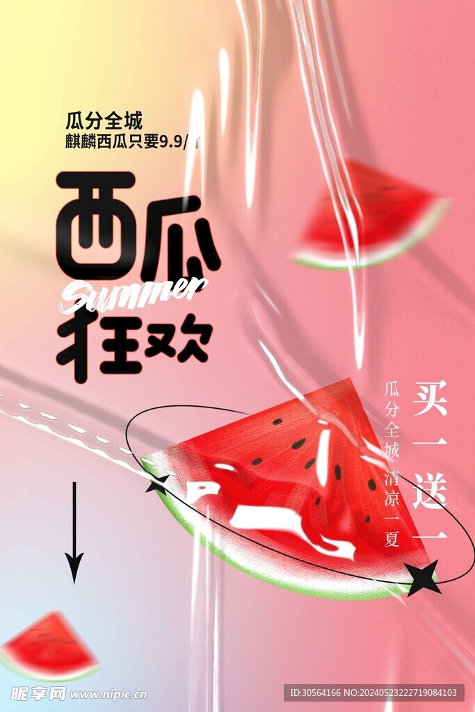 夏季西瓜促销海报