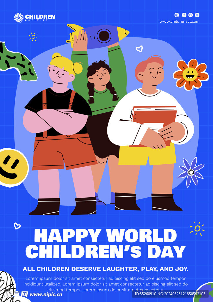 世界儿童节插画海报