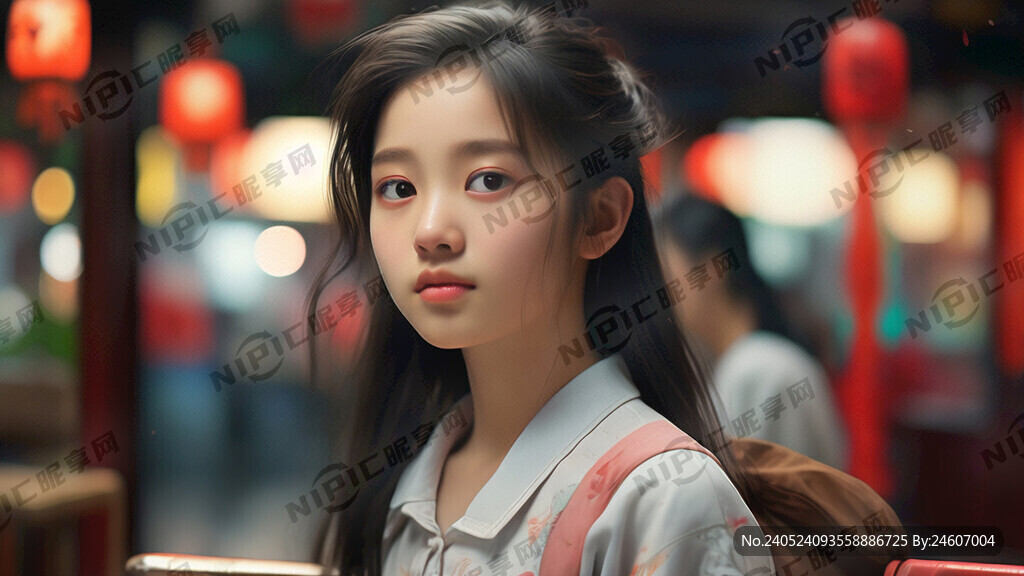 一个女孩成为少女 侧身特写