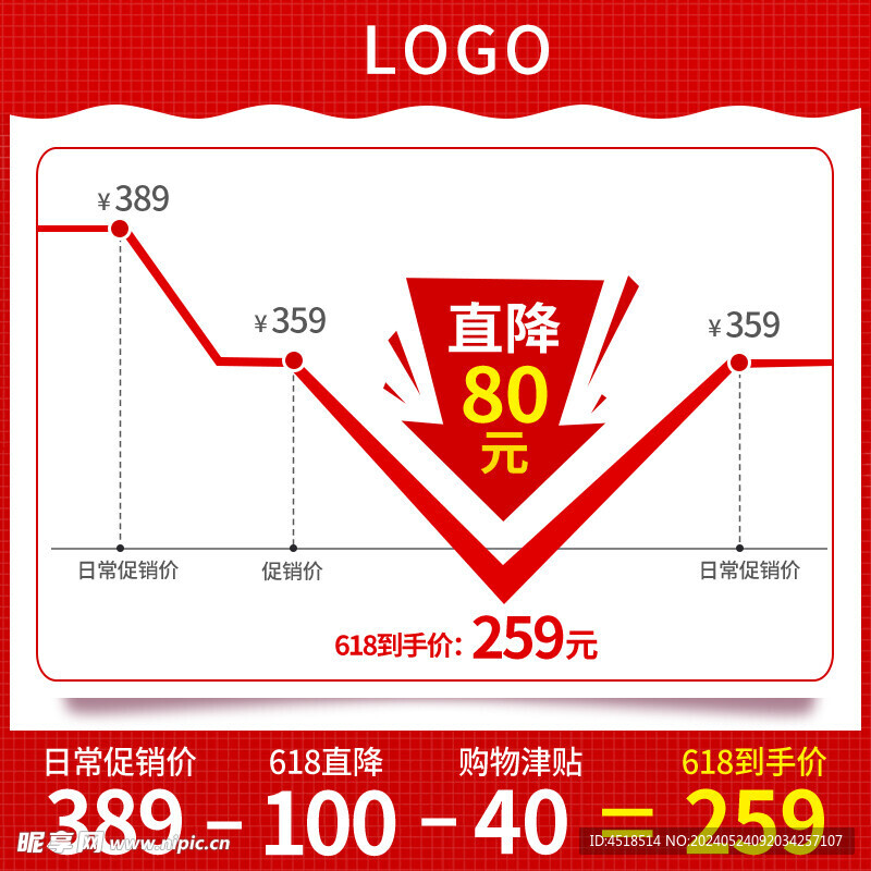 618红色年中大促主图直通车