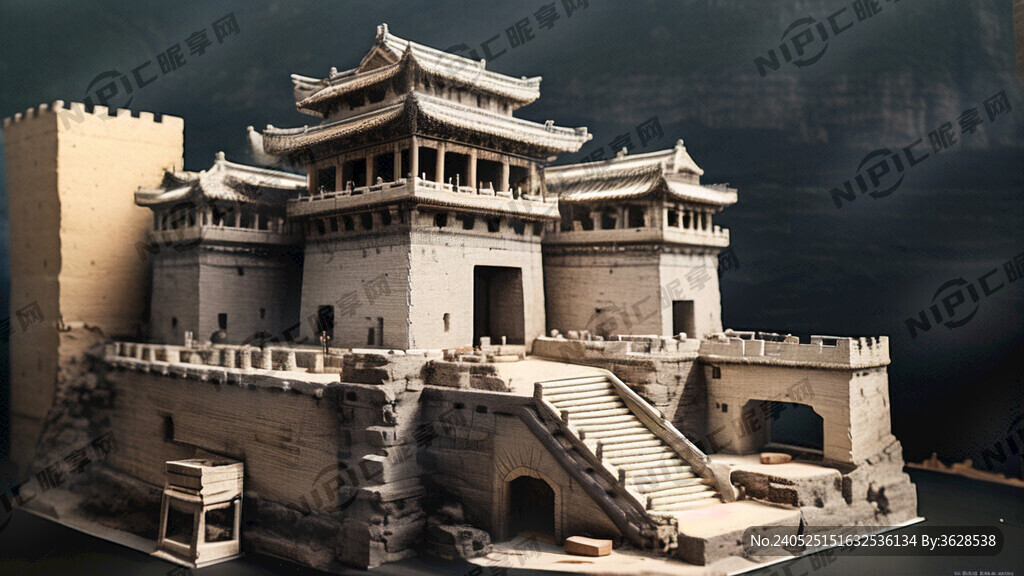 黄崖关口建筑线稿