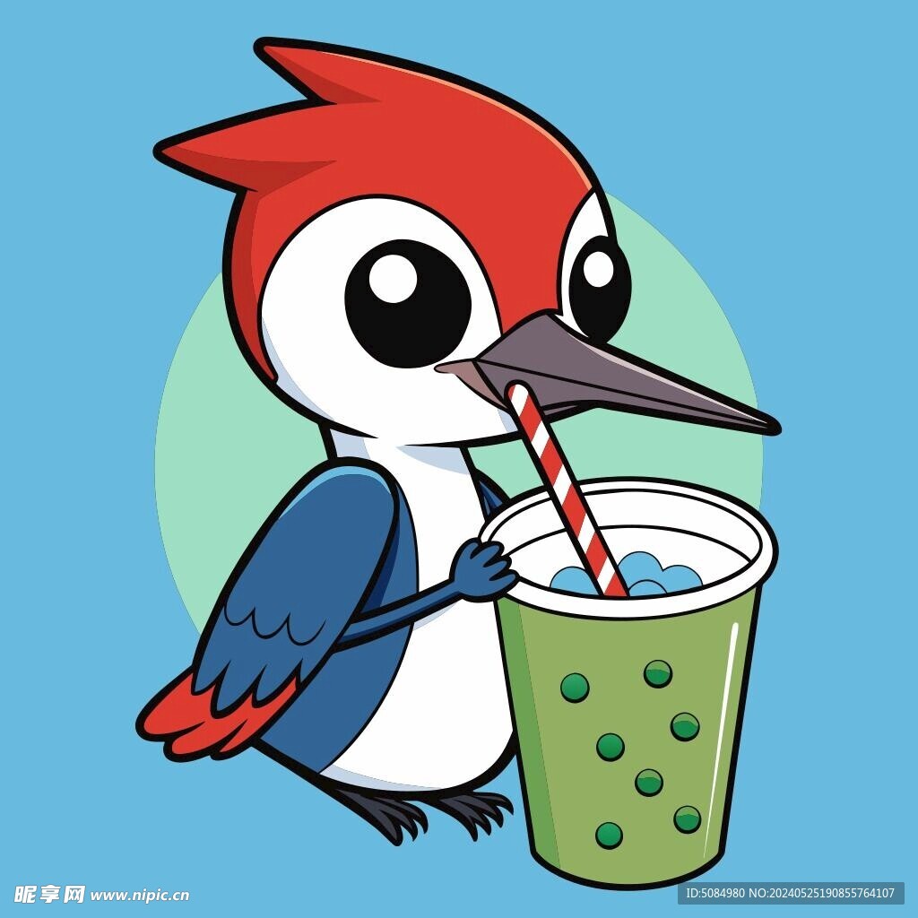 啄木鸟喝奶茶Logo