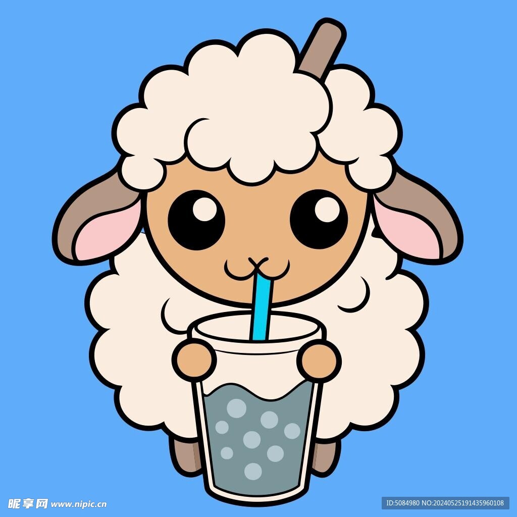 绵羊喝奶茶Logo