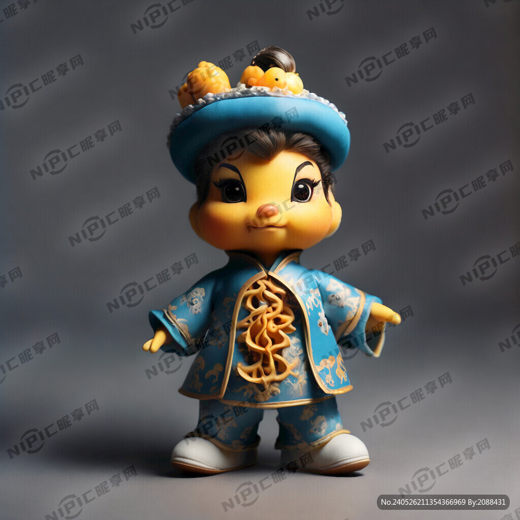 枇杷公仔 穿京剧服装 卡通可爱