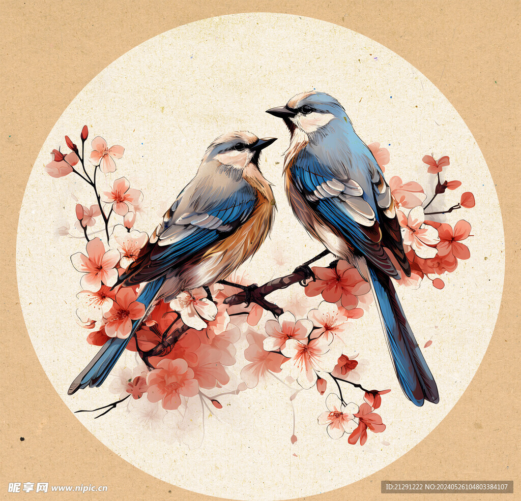 中国画花鸟扇面