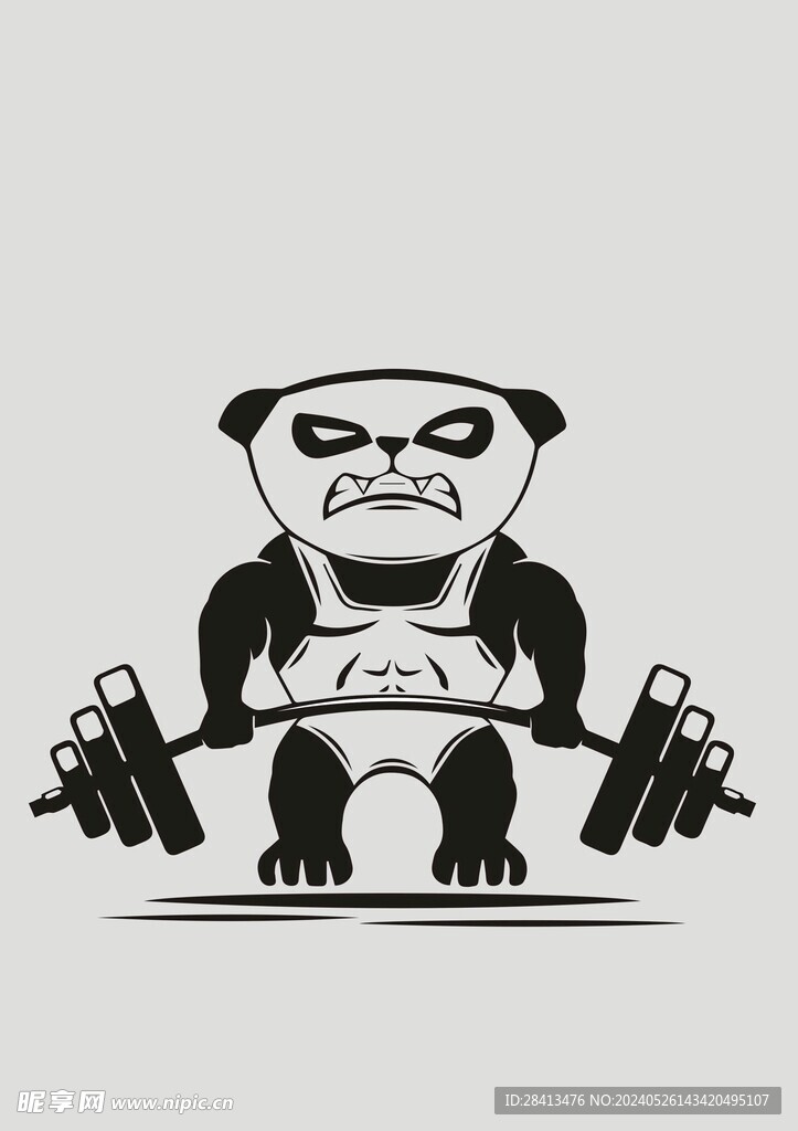 卡通举重熊猫