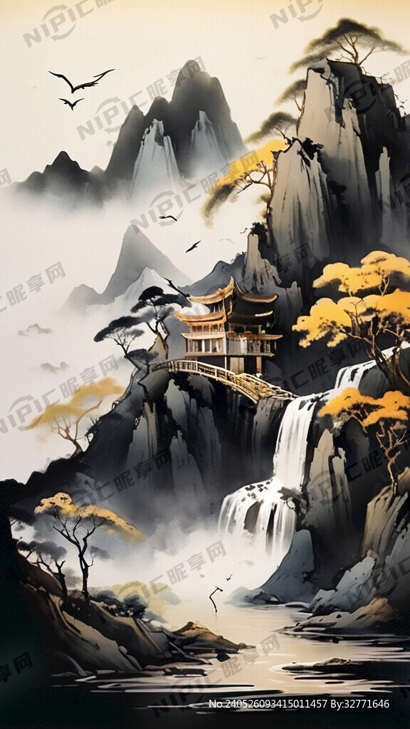 黑色底 金色线条表现 中式简约
