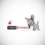 灰色宠物狗生日贺卡矢量图